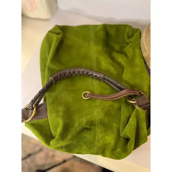 Henri Lou Green Y2K seude Hobo Bag  Euc - Picture 2 of 9